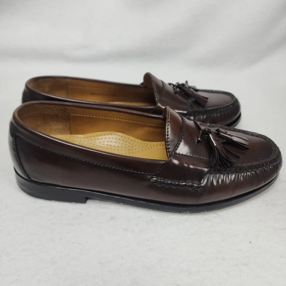Cole Haan Pinch 03508 Mens US 8.5 D Loafers Brown Leather Tassel Slip On Shoes